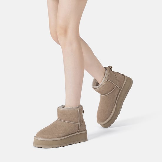 EVER AU Damen Leder Plateau Kurzstiefel - Dusky - Image 2