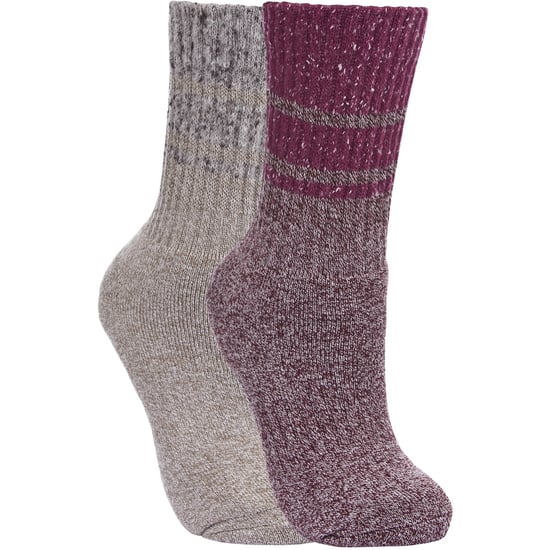 Trespass Damen Hadley Socken / Wandersocken, 2 Paar (Weinrot/Beige) - Image 1