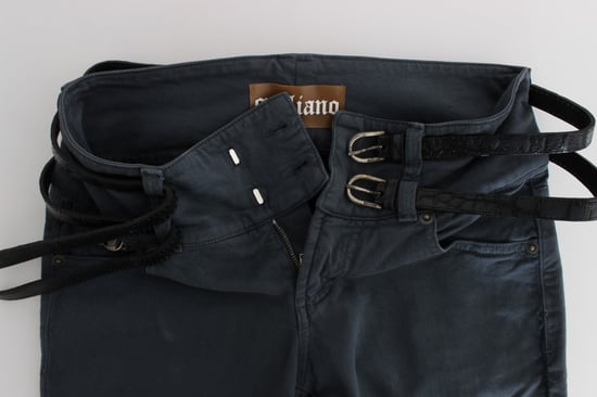 John Galliano - Jean Slim taille haute en coton mélangé bleu pour femme - Image 5