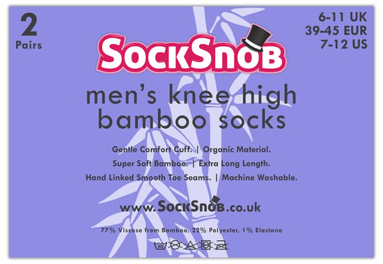 Herren Kniestrümpfe aus Bambus | Sock Snob | 2 Paar Multipack | Atmungsaktiv | Feuchtigkeitsableitung - Grau - Image 2