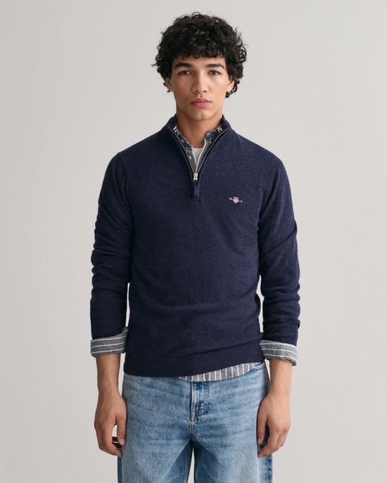 GANT Mens Superfine Lambswool Half Zip Cardigan
