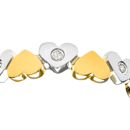 Ladies 9ct Yellow Gold  Diamond Hearts Ring