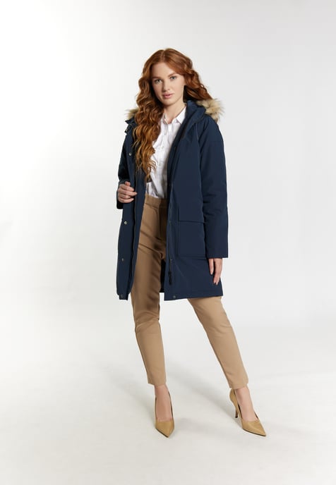 Dreimaster Winterparka mit Kunstfell Damen nachtblau - Image 2