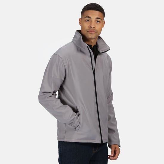 Regatta Standout Mens Ablaze Printable Soft Shell Jacket (Rock Grey/Black)