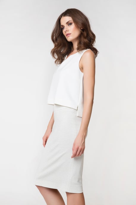 Cream Pencil Skirt