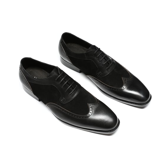 Herrenschuh mit klassischer Ziernaht Businessschuh Glattleder Halbschuh Schwarz - Image 4