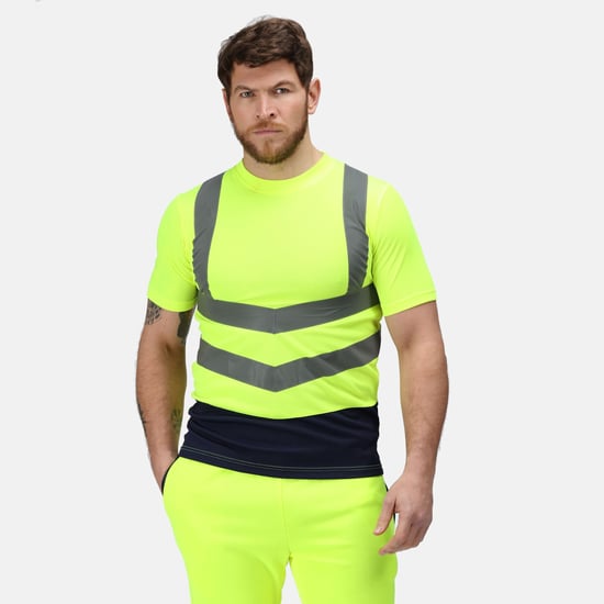 Regatta Mens Pro High-Vis Short-Sleeved T-Shirt (Yellow/Navy)