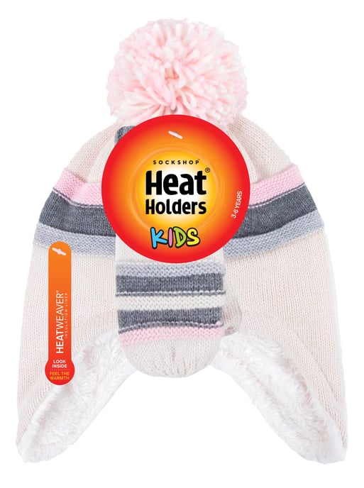 Wärmehalter - Mädchen Winter Warm Pom Pom Bobble Beanie Mütze und Handschuhe Set - Buttercream - Image 2