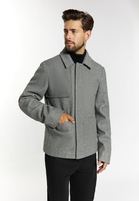 Dreimaster Übergangsjacke in Wolloptik Herren grau melange - Image 3
