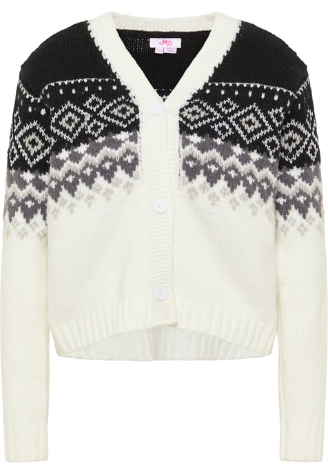 Mymo Strickjacke Damen schwarz-wollweiß - Image 1