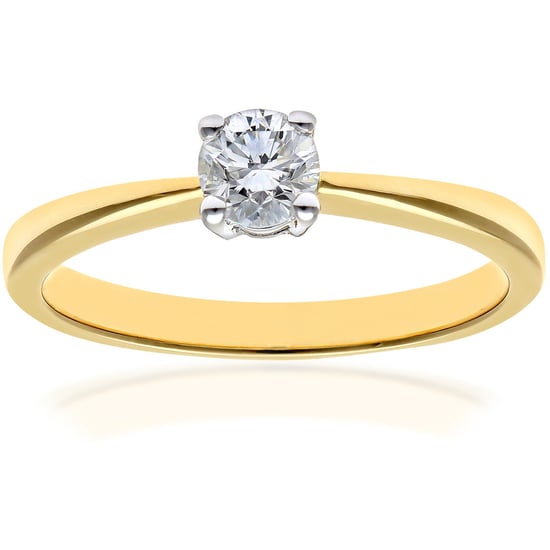 Engagement Ring, 18ct Yellow Gold IJ/I Round Brilliant Certified Diamond Ring, 0.33ct Diamond Weight
