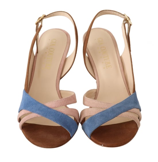 GIA COUTURE Damen Mehrfarbige Wildleder Slingback Absatzsandalen Schuhe - Image 5