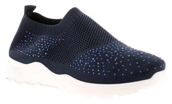 Ladies Knitted Slip On Trainers With Diamante Decor