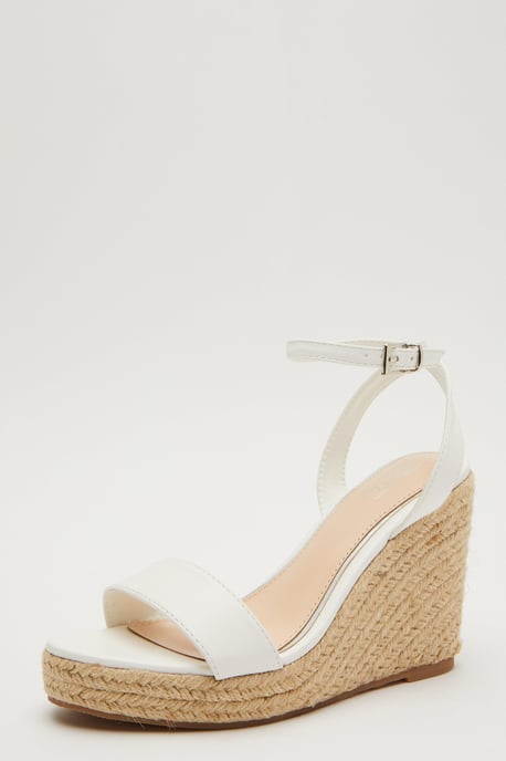 White Woven Wedges