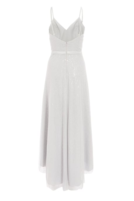Grey Sequin Dip Hem Dress