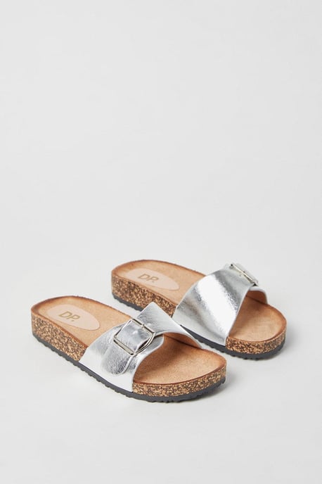 Farris Metallic Buckle Strap Footbed Slider Sandals