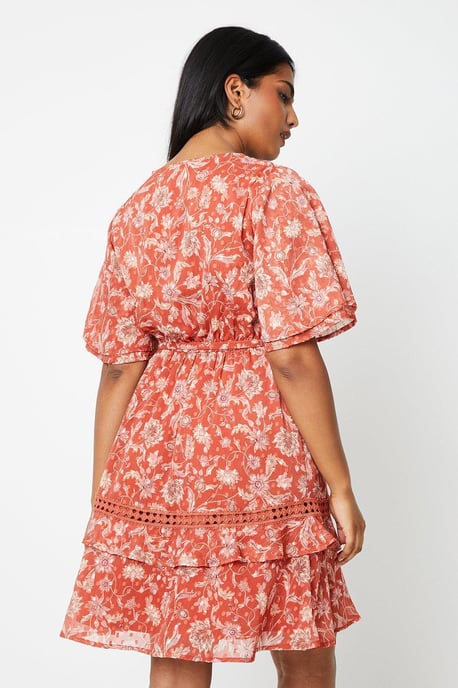 Paisley Dobby Chiffon Trim Insert Skater Dress