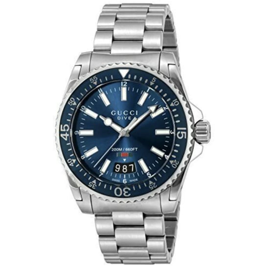Gucci - Dive Armbanduhr mit Edelstahlarmband und blauem Zifferblatt für Herren - Image 1
