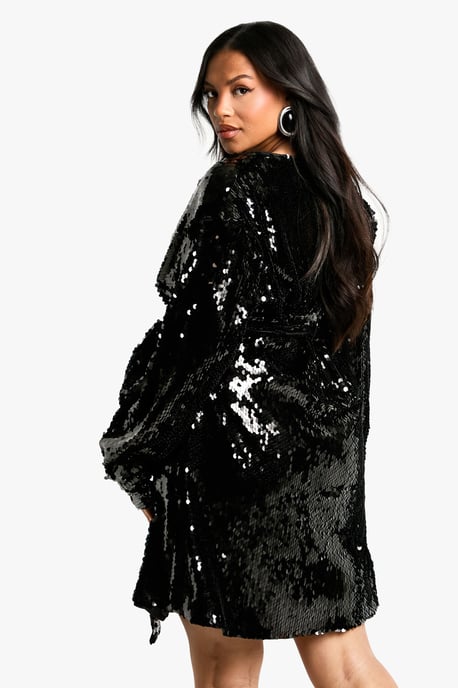 Plus Premium Sequin Wrap Dress