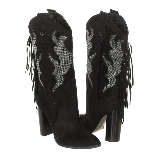 Women's pointed toe heeled boots finished in suede FL8MRAESU11