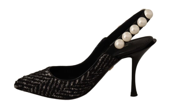 Dolce & Gabbana Schwarz Graue Perlen Slingbacks Damen Pumps Schuhe - Image 2