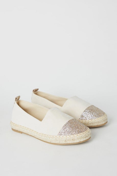 Poppy Glitter Toe Detail Flat Espadrille Shoes