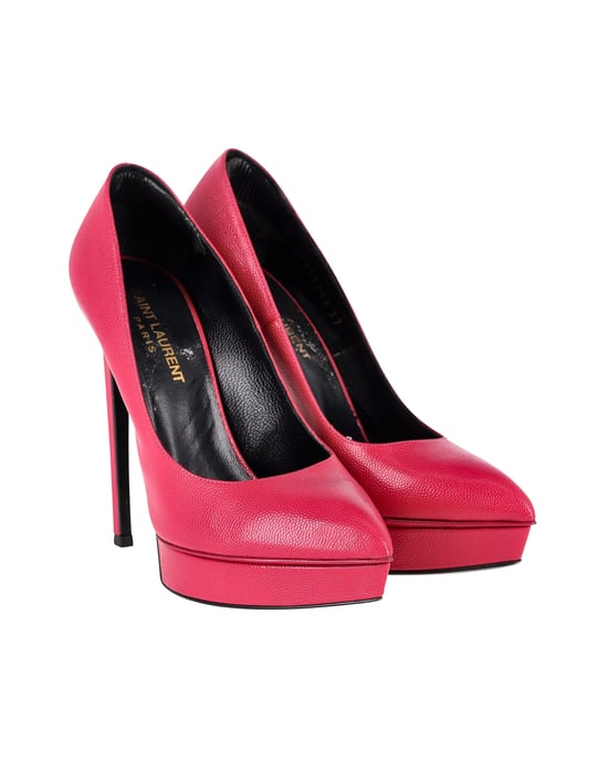 Saint Laurent Plateau-Pumps aus pinkfarbigem Leder - Image 4