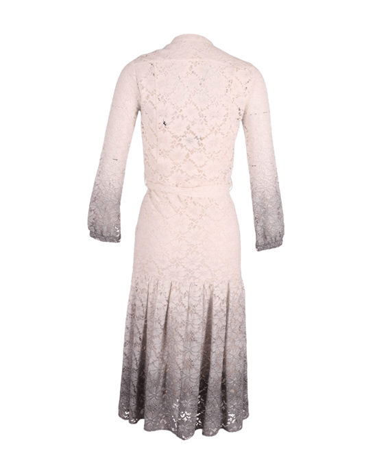 Burberry Prorsum Degrade Spitze Kleid in Ombre Weiß/Grau Triacetat - Image 3