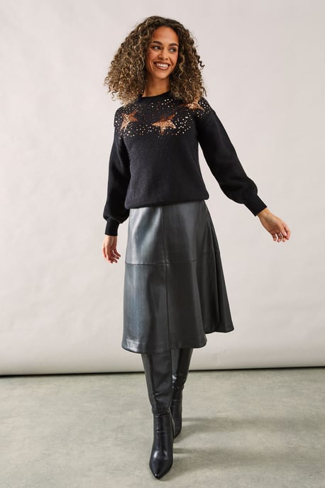 Petite Sequin Festive Star Jumper