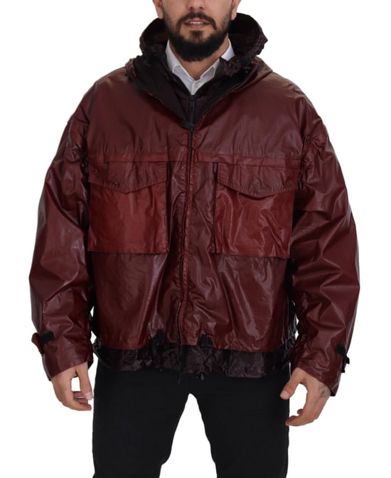 Dolce & Gabbana Bordeaux Baumwoll-Hoodie mit durchgehendem Reißverschluss für Herren - Image 1