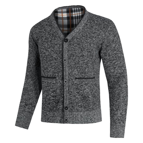 Herren Strickjacke mit Zwei Taschen Knopf Stehkragen Strickjacke für den Winter Dunkelgrau - Image 2