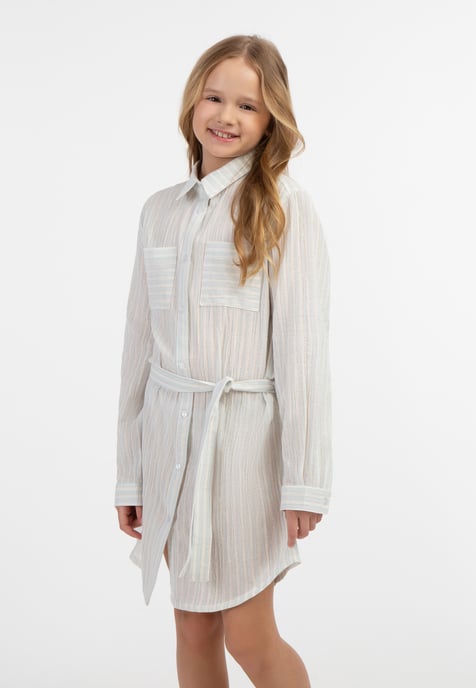 Dreimaster Hemdblusenkleid Mädchen Hellblaue Streifen - Image 3