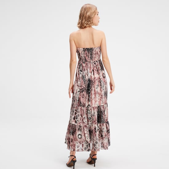 Bustier-Maxikleid aus Chiffon mit abstraktem Blumendruck - Image 4