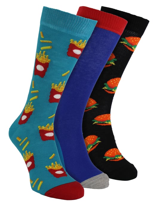 HS von Happy Socks - Herren 3er Pack Klassische Burger & Pommes Socken - Pommes - Image 1