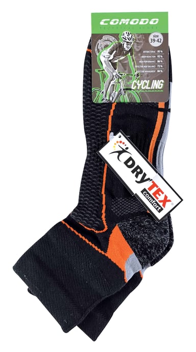 COMODO - Unisex Chaussettes Cyclisme sport Velo Route anti Tranpirante Basses - Orange Noir - Image 2