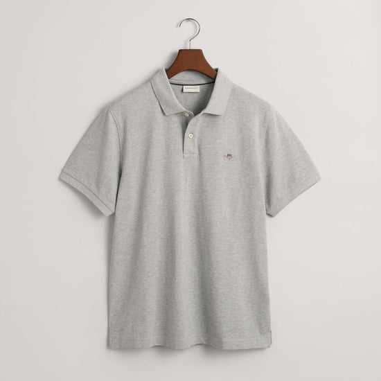 Herren Gant Besticktes Archive Shield Polo-Shirt in Grau - Image 1