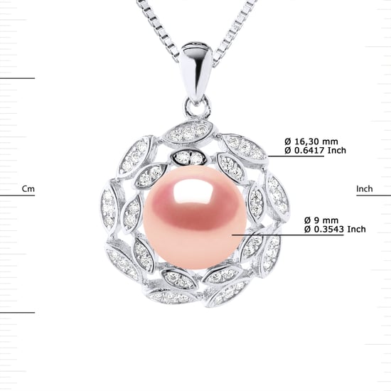 SUN Necklace Freshwater Pearl 9-10 mm Pink 925