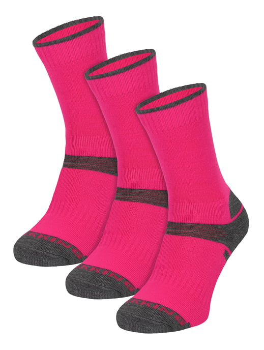 3er-Pack Kinder Merinowoll-Wandersocken | Leichte Blasenfreie Socken für Jungen und Mädchen - Pink - Image 1