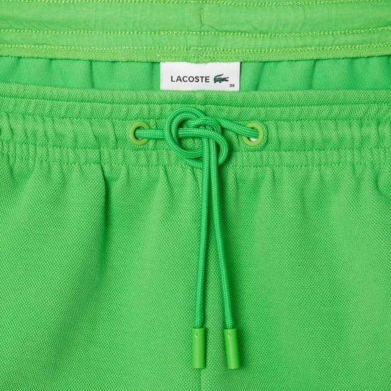 Women's Lacoste Contrast Panel Piqué Shorts in Green
