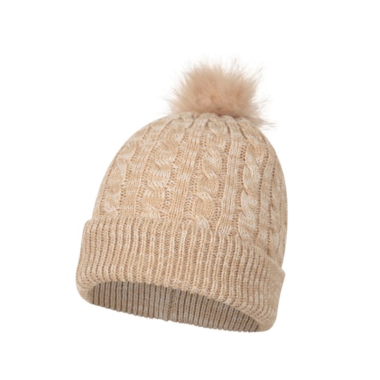 Mountain Warehouse Womens/Ladies Pom Pom Faux Fur Lined Beanie (Beige)