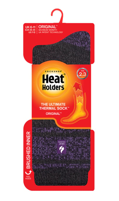 Wärmehalter - Herren extra dicke Thermosocken für den Winter | Warme flauschige Fleece isolierte Socken | Geschenke für Männer - Charcoal / Lila (Athen) - Image 2