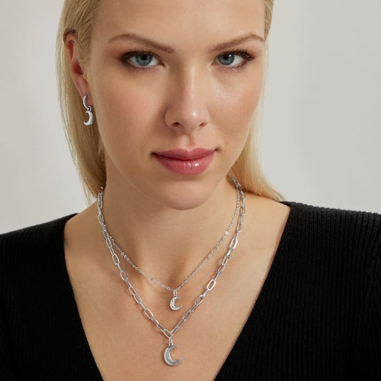 Luxenter Rhodium plattierte Brillant Zirkonia Ohrringe - Mond - Image 2