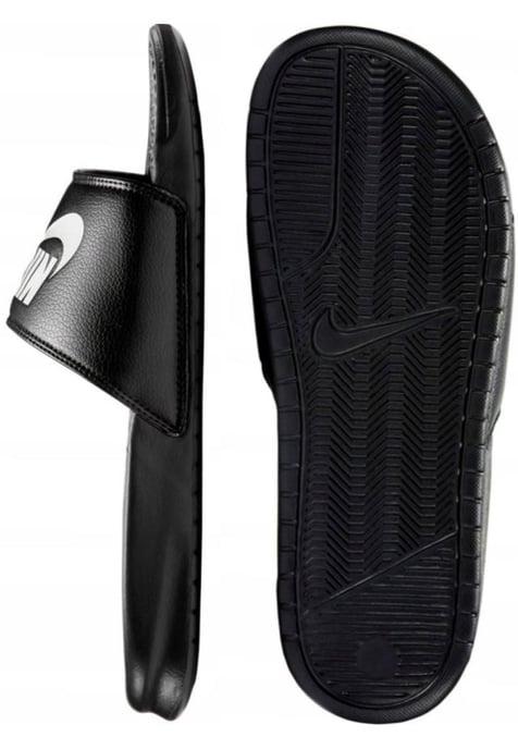 Nike Benassi Slip On Sliders in Schwarz/Weiß - Image 2