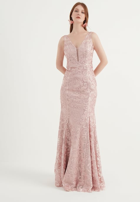 Thick Strap Maxi Evening Dress