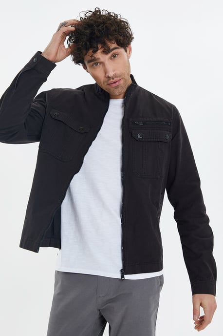 'Rye' Cotton Funnel Neck Lightweight Shacket
