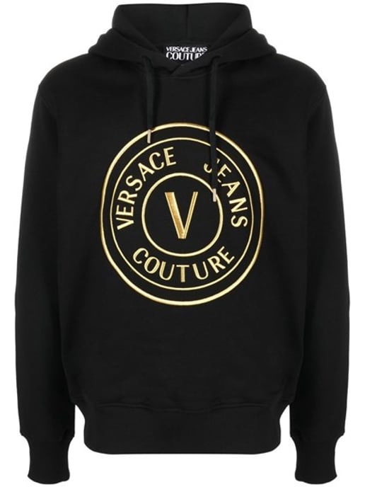 Versace Jeans Schwarzes Baumwoll-Hoodie mit Logo-Details - Image 1