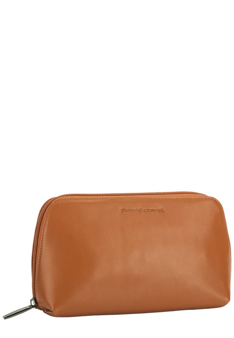 Soft Grain Leather Zip Top Cosmetic Bag