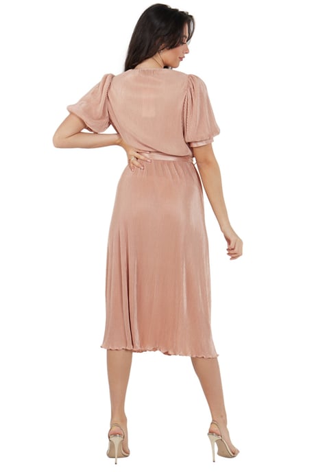 Midikleid mit kurzen Ärmeln und Plisseewickelung - Image 4