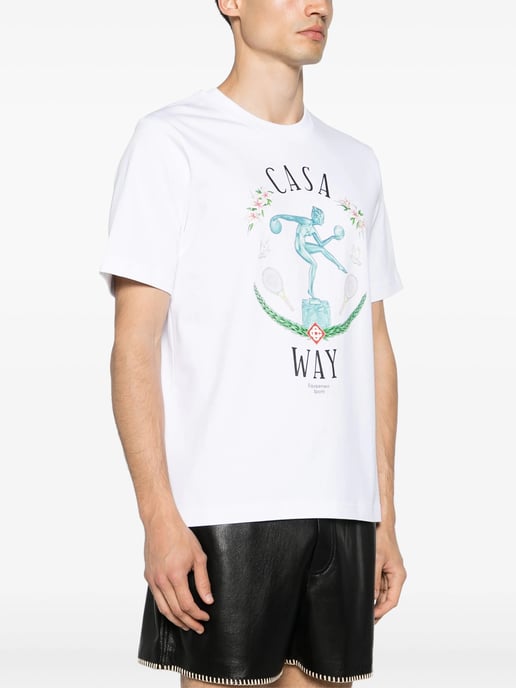 Casablanca Statue En Marbe Bedrucktes T-Shirt in Weiß - Image 3