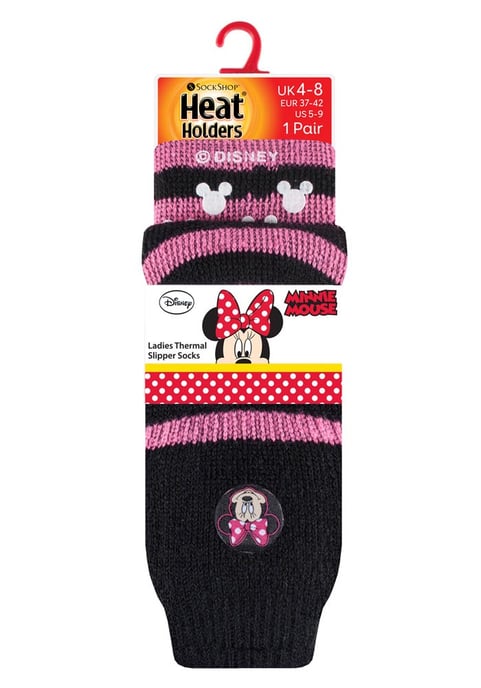 Wärmehalter - Damen dicke, niedliche, weiche, rutschfeste, kuschelige Eeyore Thermal Slipper Socken mit Griffen - Minnie Mouse - Image 2